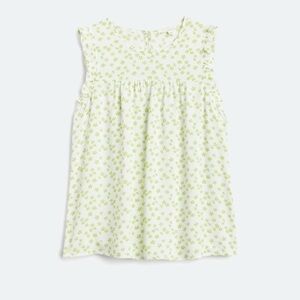 Floral Green and White Women's Top